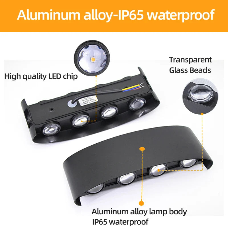 Aluminum LED Wall Light IP65 Waterproof Up/Down Wall Sconce, Outdoor & Indoor 2W-12W for Garden Patio Porch Bedroom Living Room Stairs